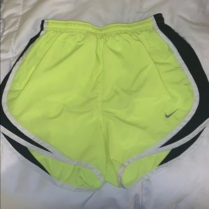 Bright yellow nike dri fit shorts